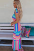 Color Block Striped Bow Knot Straps Maxi Dress